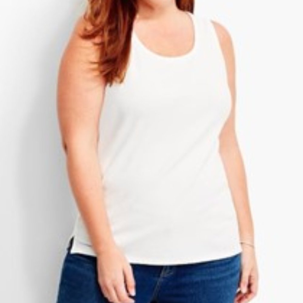 Talbots stretch weekend tank top in white - size 2X